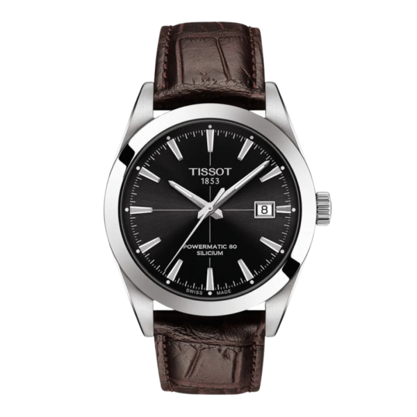 Tissot Men Black Gentleman Powermatic 80 Silicium Swiss Analogue Watch T1274071605101